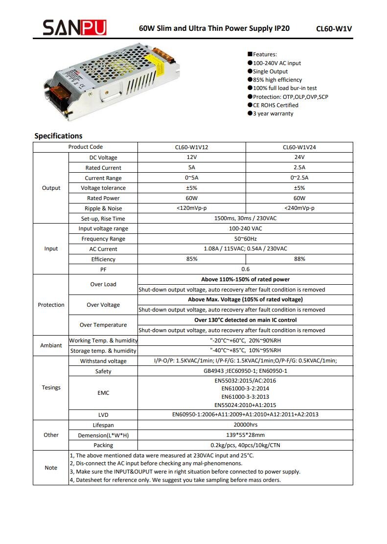 SANPU_CL60_W1V12_12V_60W_5A_1