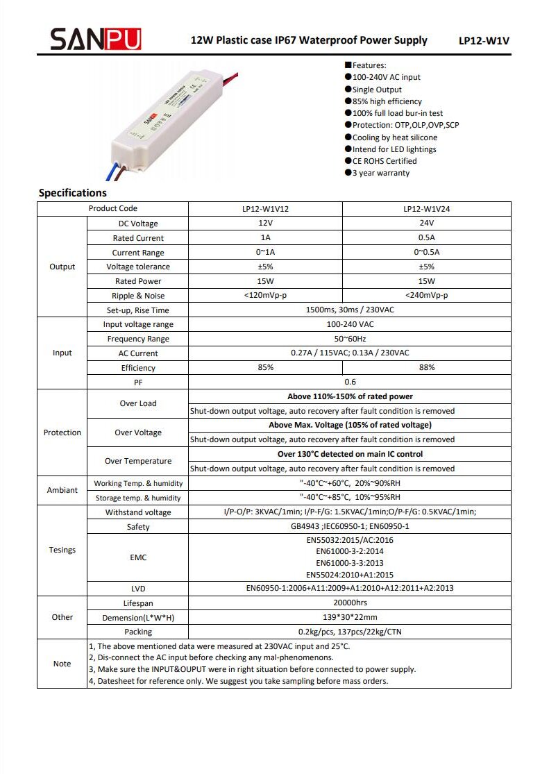 SANPU_LP12_W1V12_12V_12W_1
