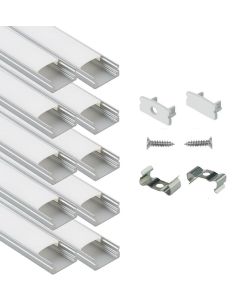 24Pack 6.6FT/2M U Shape LED Aluminum Channel System with Cover Extrusion Profile Housing Track for Strip Tape Light